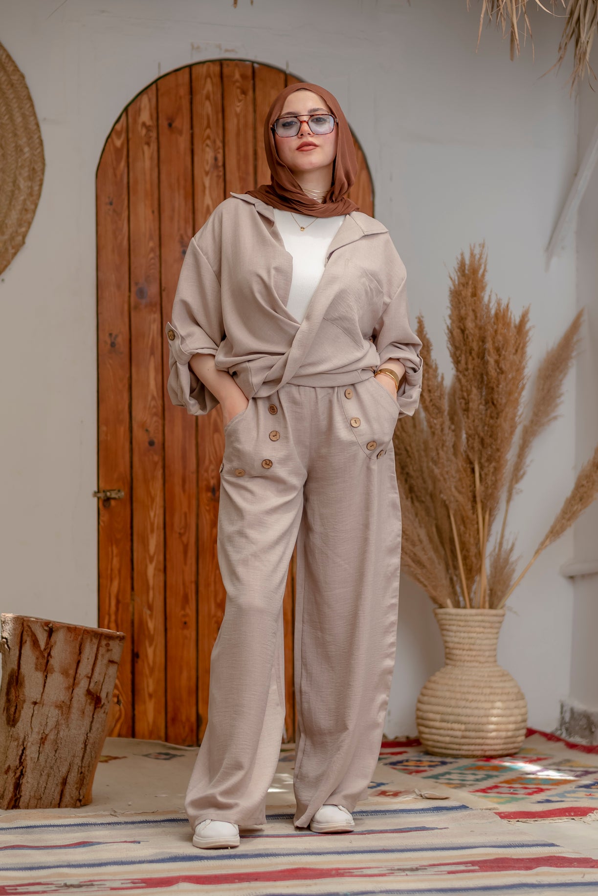 Elegant Beige Linen Suit