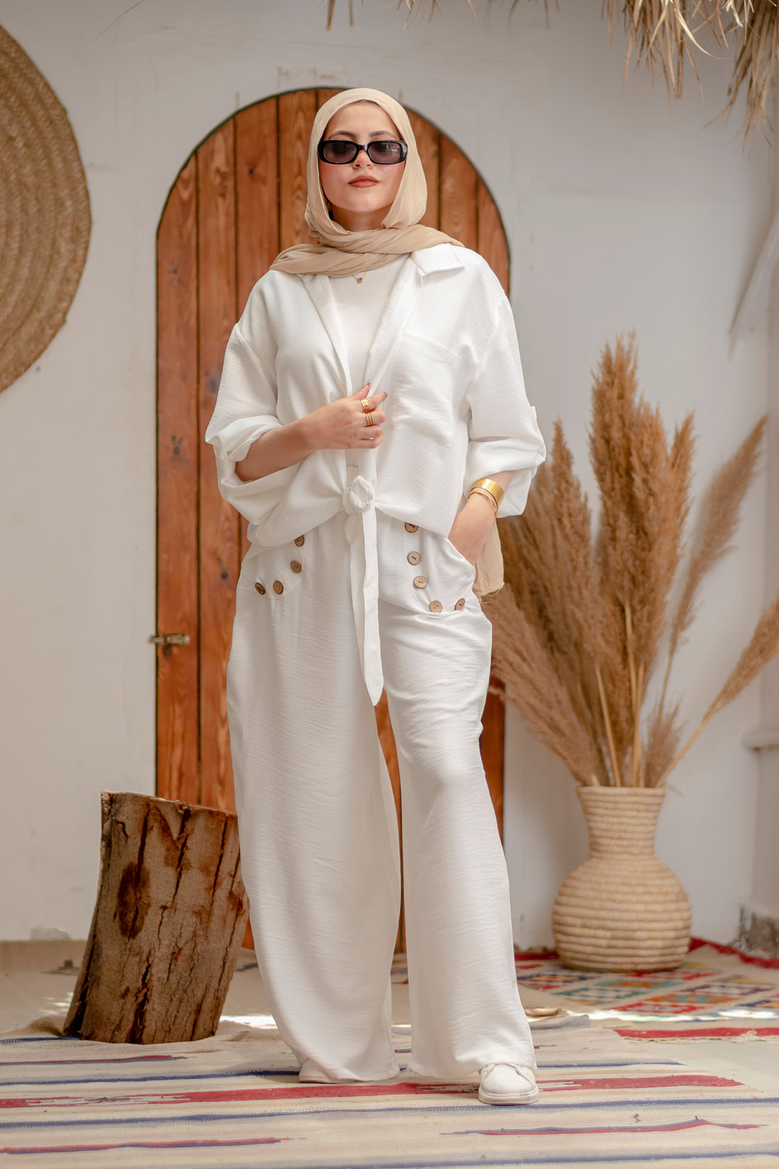 Elegant White Linen Suit