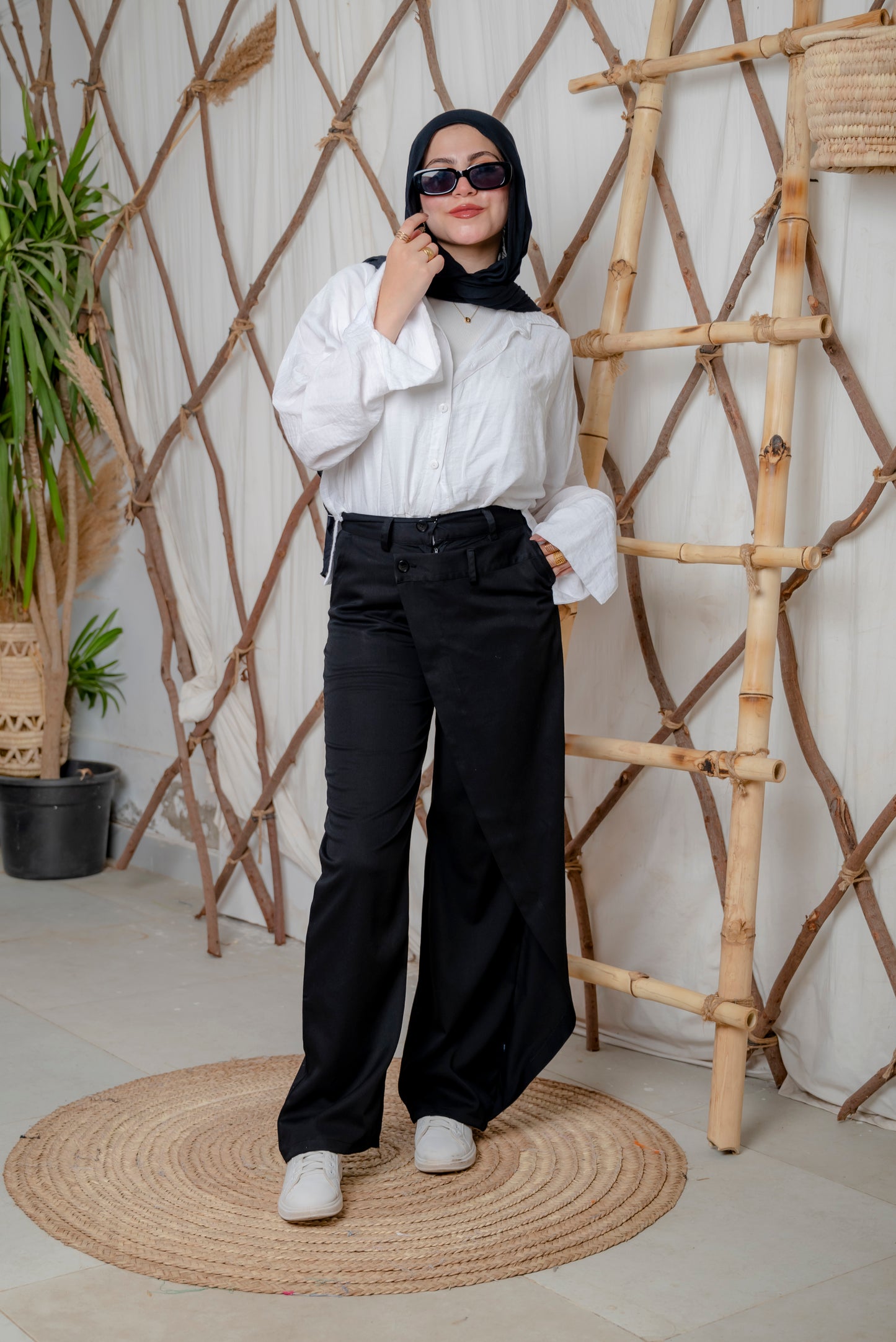 Stylish Black Overlapped Pants