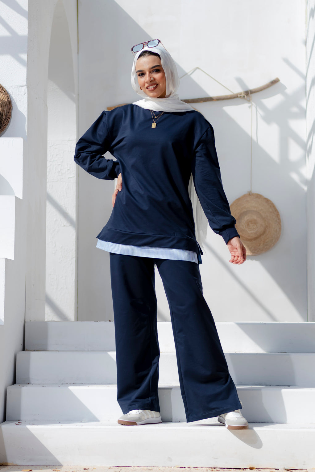 Elegant White Relaxed Melton Comfy Set