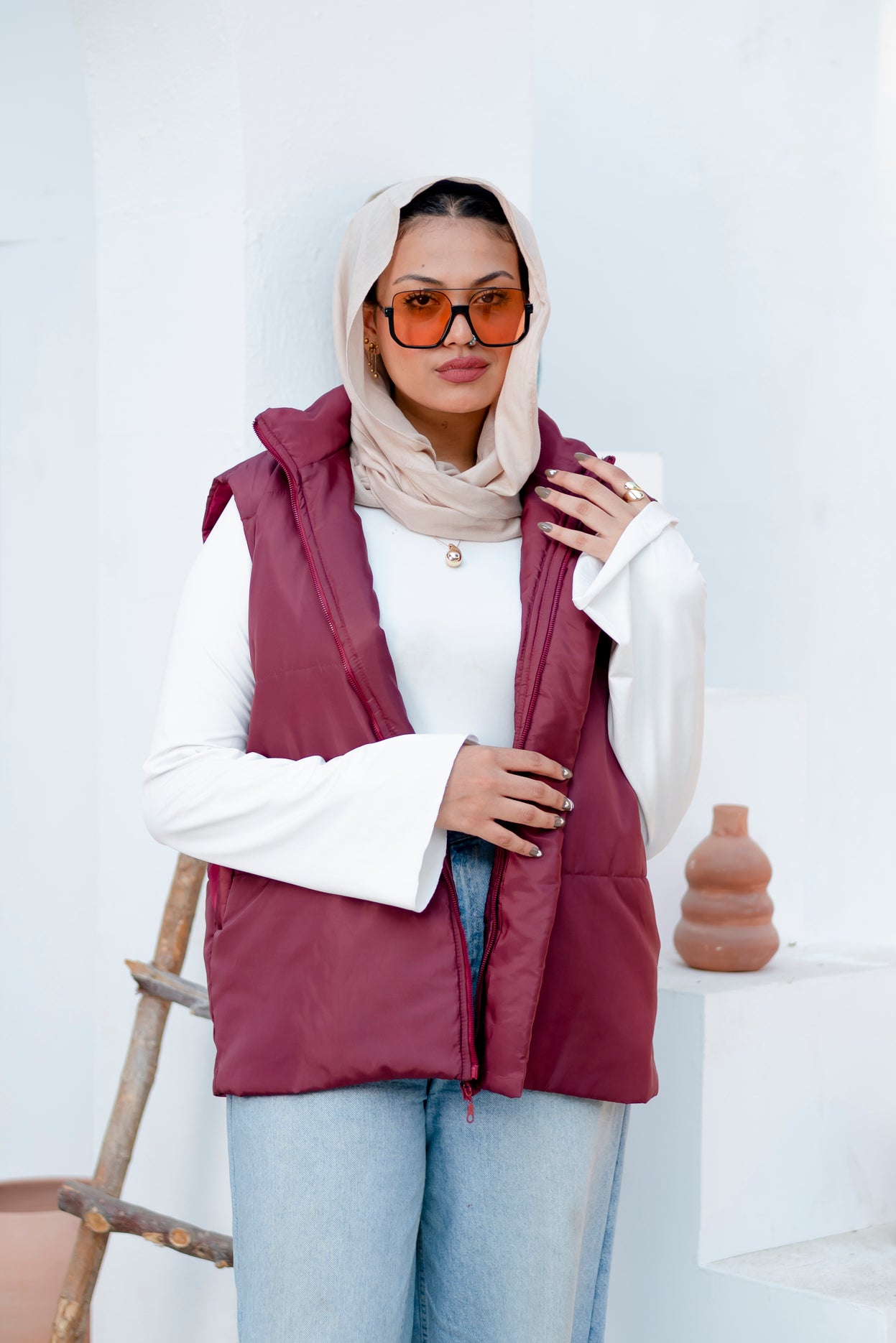 Stylish Burgundy Puffer Vest