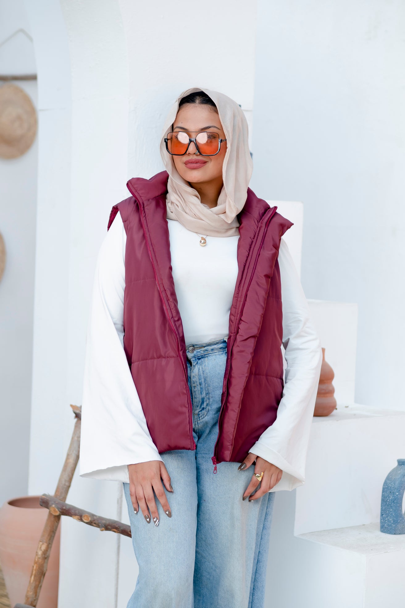 Stylish Burgundy Puffer Vest