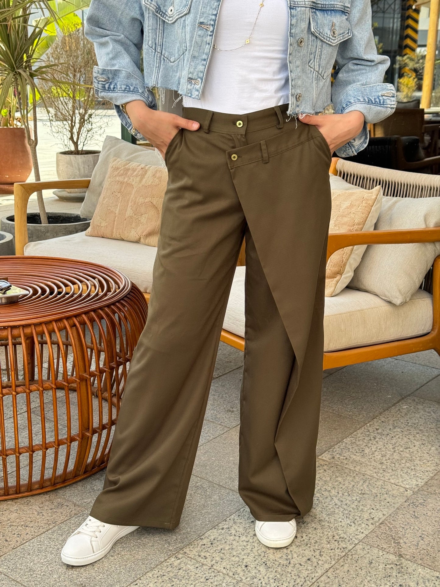 Stylish Black Overlapped Pants