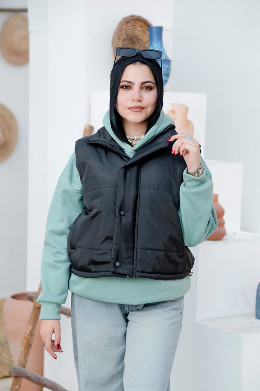 Stylish Black Puffer Vest