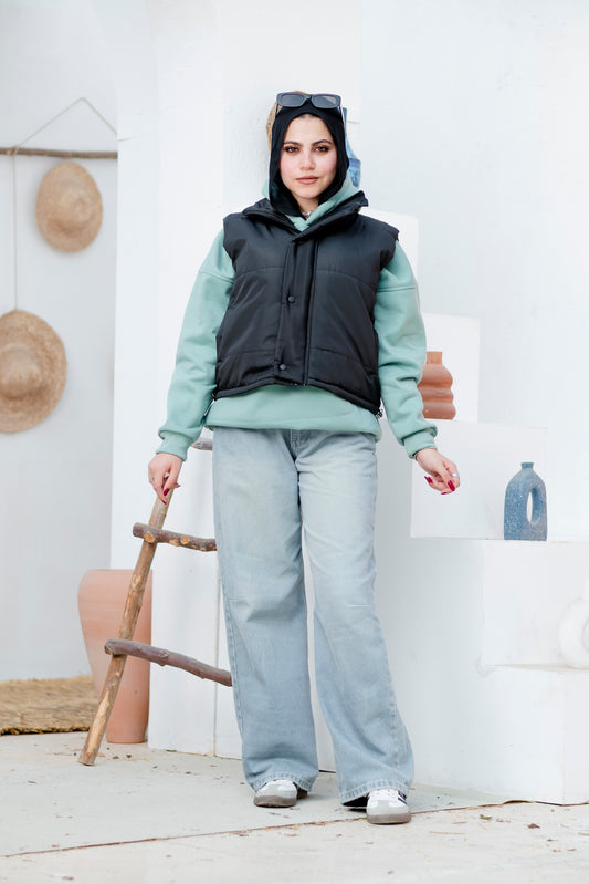 Stylish Black Puffer Vest