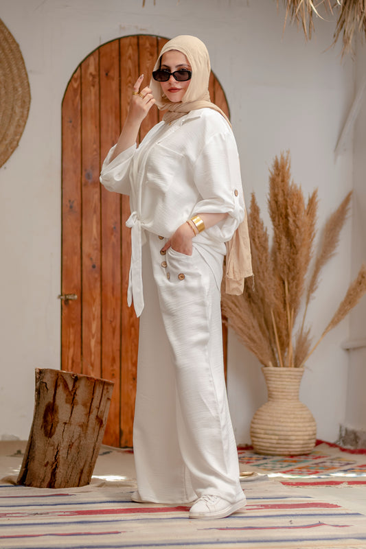 Elegant White Linen Suit