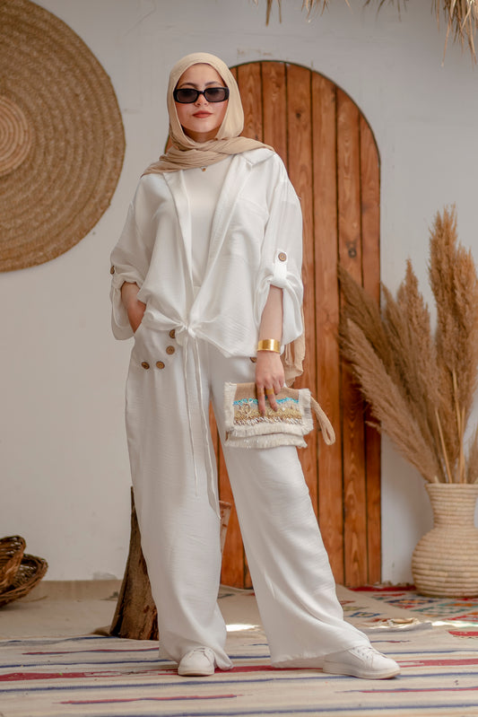 Elegant White Linen Suit