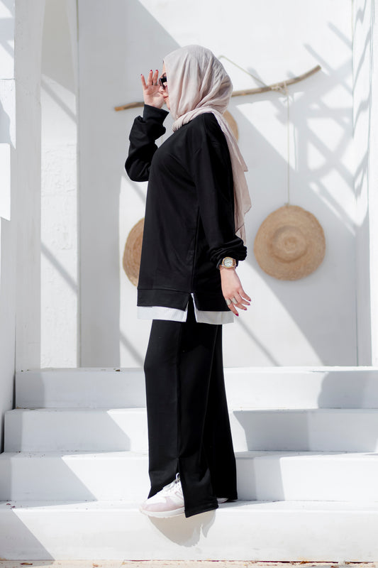 Relaxed Summer Melton Comfy Set Black