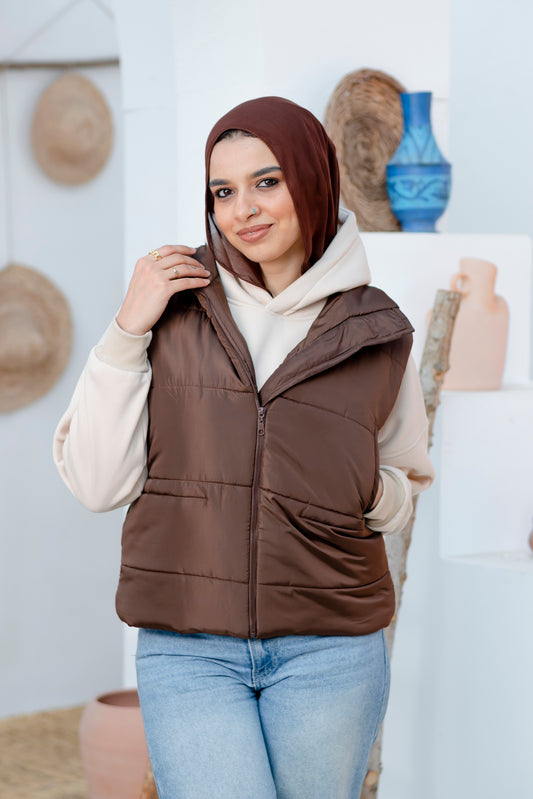Stylish Brown Puffer Vest