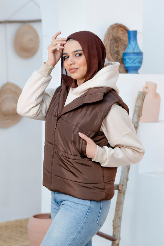 Stylish Brown Puffer Vest